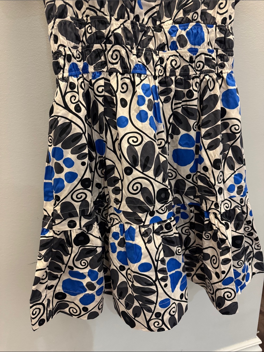 Anthropologie White Dress with Blue and Black Floral Print - Picture 9 of 10